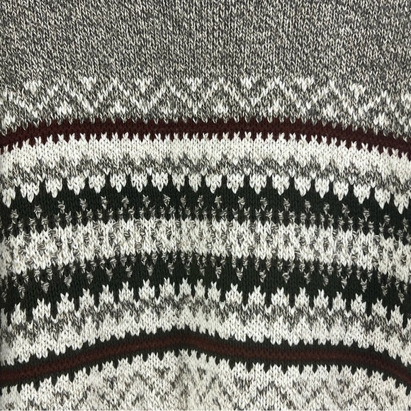 90S Liberty Beige Grey Fair Isle Chunky Knit Grandpa Sweater Mens medium - Picture 7 of 10